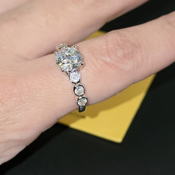 2 CTW Moissanite White Gold Filled Ring . - Picture 6 of 7